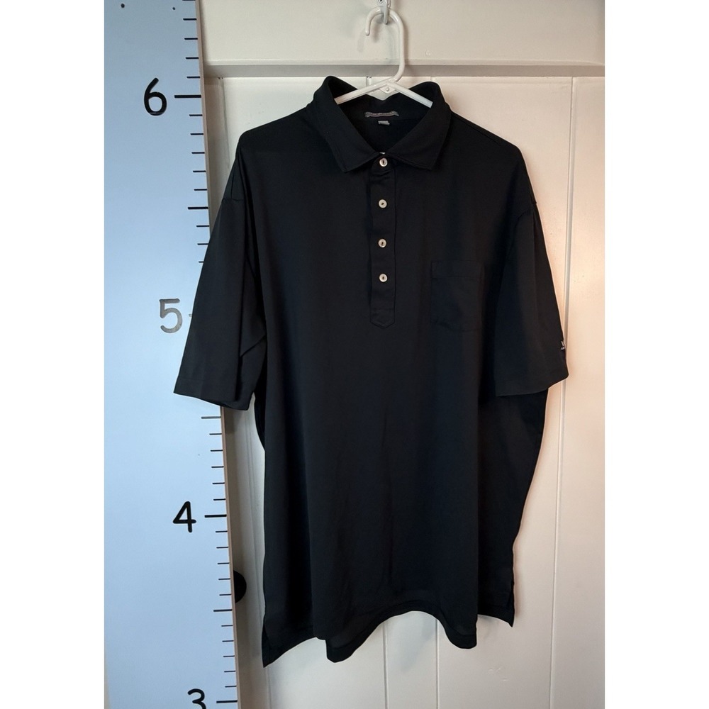 ⛳Peter Millar Summer Comfort Black Short Sleeve‎ Men Golf Polo Shirt XXL "VMI"